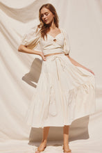 Load image into Gallery viewer, Cotton Tiered Midi Skirt - Vanilla