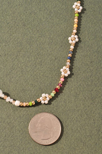 Flower Pearl Seed Necklace - Pearl