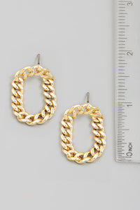 Oval Chain Link Earrings - Gold