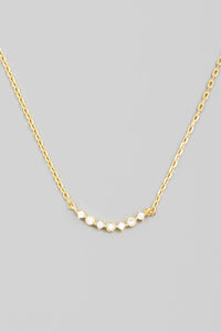Rhinestone Curved Bar Charm Necklace - Gold