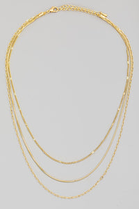 Layered Triple Chain Link Necklace - Gold