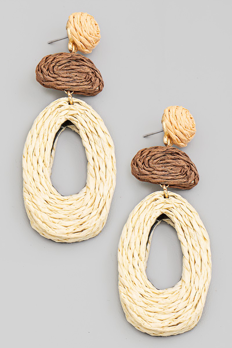 Straw Braided Earring - Ivory