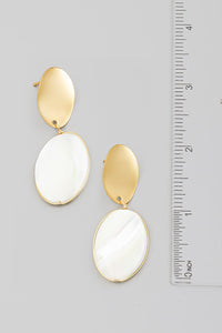 Oval Disc Drop Earring - White
