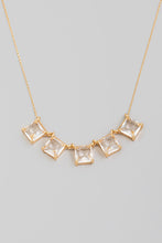 Load image into Gallery viewer, Crystal Square Charm Necklace - Gold