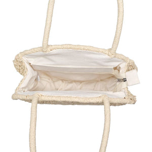Round Woven Straw Bag - Ivory