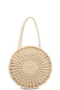 Round Woven Straw Bag - Ivory