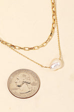 Load image into Gallery viewer, Layered Chain Pearl Charm Necklace - Gold