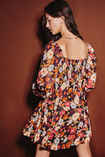 Load image into Gallery viewer, Mini Long Sleeve Floral Dress - Midnight Bloom