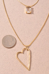 2 Layered Heart Chain Necklace - Gold
