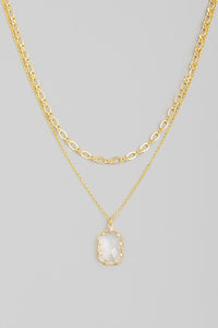 Layered Chain Clear Crystal Necklace