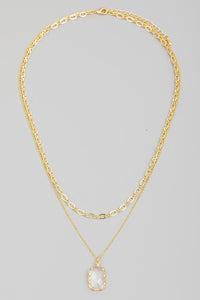 Layered Chain Clear Crystal Necklace