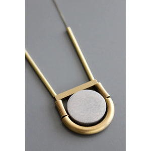 Geometric Wood and Brass Necklace - Gold