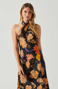 Marissa Dress - Black Orange Floral