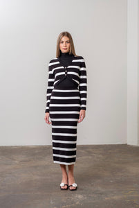 Stripe Crop Cardigan Skirt Set