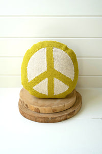 Groovy Peace Circle Pillow - Lime