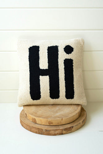 Hand Hooked Pillow - Hi