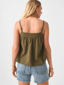 Mariana Seersucker Top - Military Olive