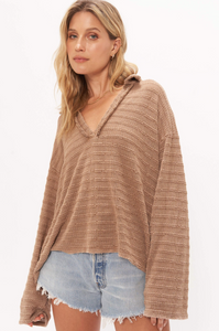 Capistrano Collared Washed Pullover - Tea Leaves