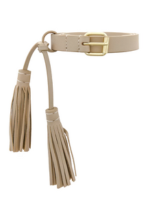 Tassel Leather Belt - Ivory