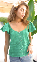 Load image into Gallery viewer, Rheem Flutter Sleeve Top - Gumdrop Green