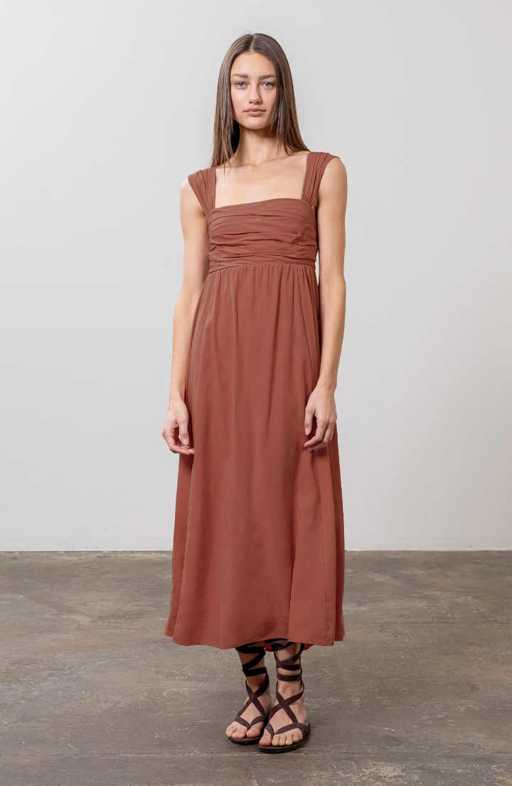 Irregular Pintucked Midi Dress