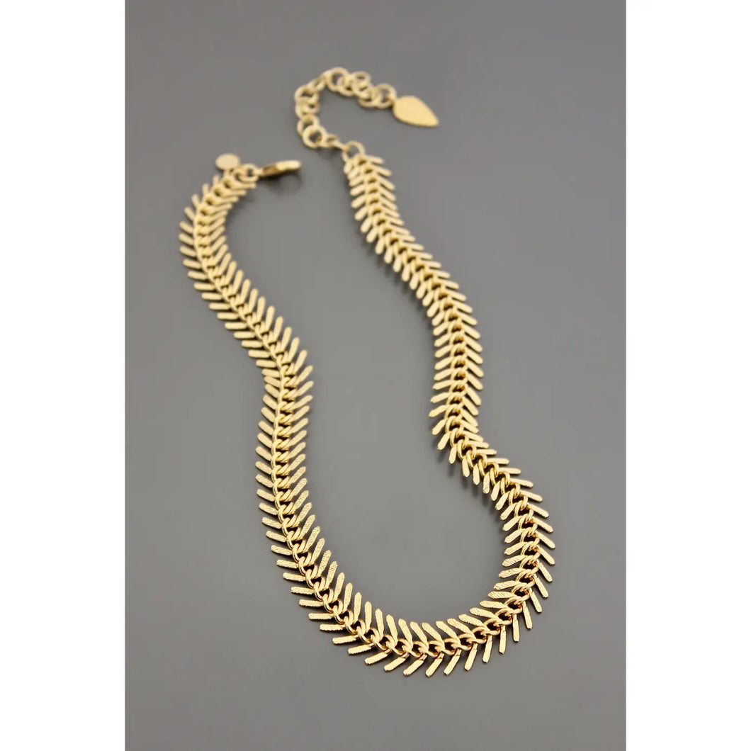 Fish Bone Necklace - Gold