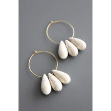 Load image into Gallery viewer, Magnesite Hoop Earring - White