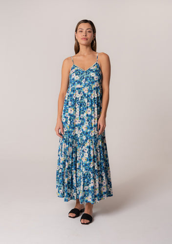 Tiered Maxi Dress - Dusty Teal Blue