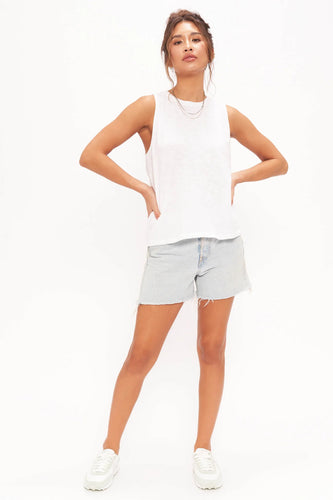 Soli Tie Back Slub Tank - White
