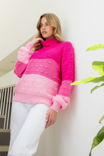 Colored Blocked Turtleneck Sweater