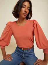 Load image into Gallery viewer, Loren Smocked Peasant Tee - Cayenne