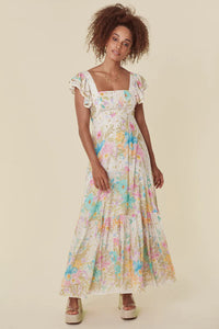 Lei Lei Frill Gown - Cream Floral