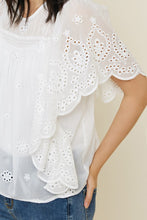 Load image into Gallery viewer, Ruffle Eyelet Sheer Lace Top - Off White