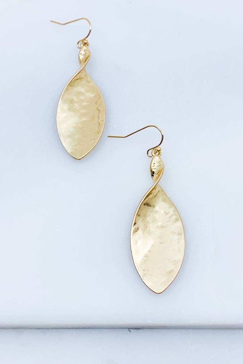 Hammered Drop Earrings - Gold