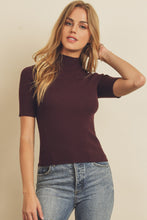 Load image into Gallery viewer, Ribbed Knit Mock Neck Top - Burgundy