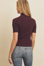 Load image into Gallery viewer, Ribbed Knit Mock Neck Top - Burgundy