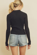 Load image into Gallery viewer, Collared Button-Down Knitted Top - Black