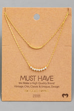 Load image into Gallery viewer, Layered Rhinestone Curved Bar Necklace - Gold