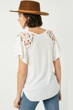 Load image into Gallery viewer, Embroidered Flutter Sleeve Top - Off White