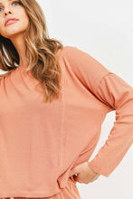 Load image into Gallery viewer, Raw Seam Detail Casual Top - Rust