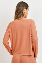 Load image into Gallery viewer, Raw Seam Detail Casual Top - Rust