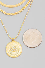 Load image into Gallery viewer, Layered Chain Evil Eye Coin Pendant Necklace - Gold
