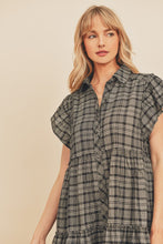 Load image into Gallery viewer, Plaid Tiered Babydoll Dress - Black/Neutral