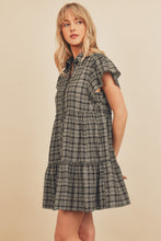 Load image into Gallery viewer, Plaid Tiered Babydoll Dress - Black/Neutral