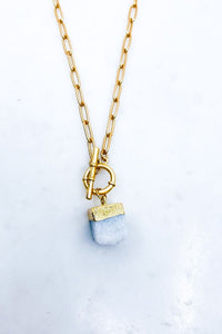 Natural Stone Necklace - Matte Gold