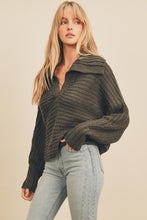 Load image into Gallery viewer, Chunky Knit Open Collar Sweater - Olive