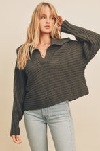 Load image into Gallery viewer, Chunky Knit Open Collar Sweater - Olive
