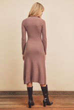 Load image into Gallery viewer, Turtleneck Flared Midi Knit Dress - Mauve