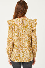 Load image into Gallery viewer, Pleat Detail Ruffle Shoulder Blouse - Mustard