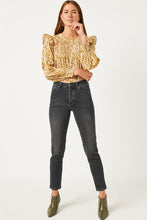 Load image into Gallery viewer, Pleat Detail Ruffle Shoulder Blouse - Mustard